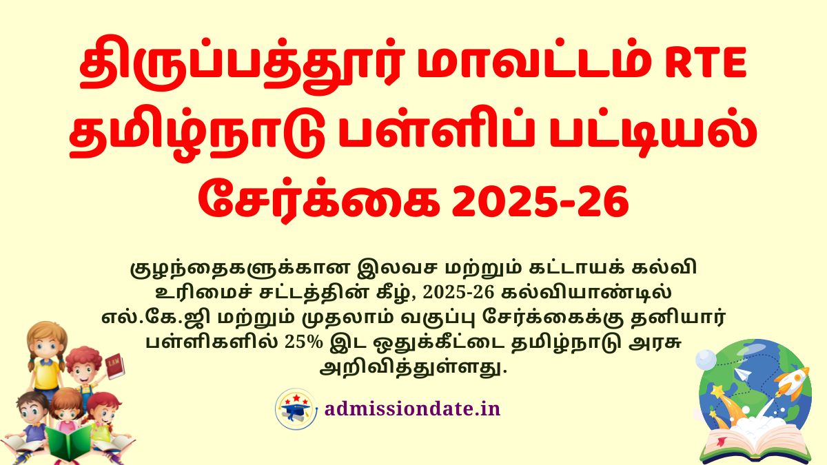 Private RTE Admission Schools in Tirupathur
