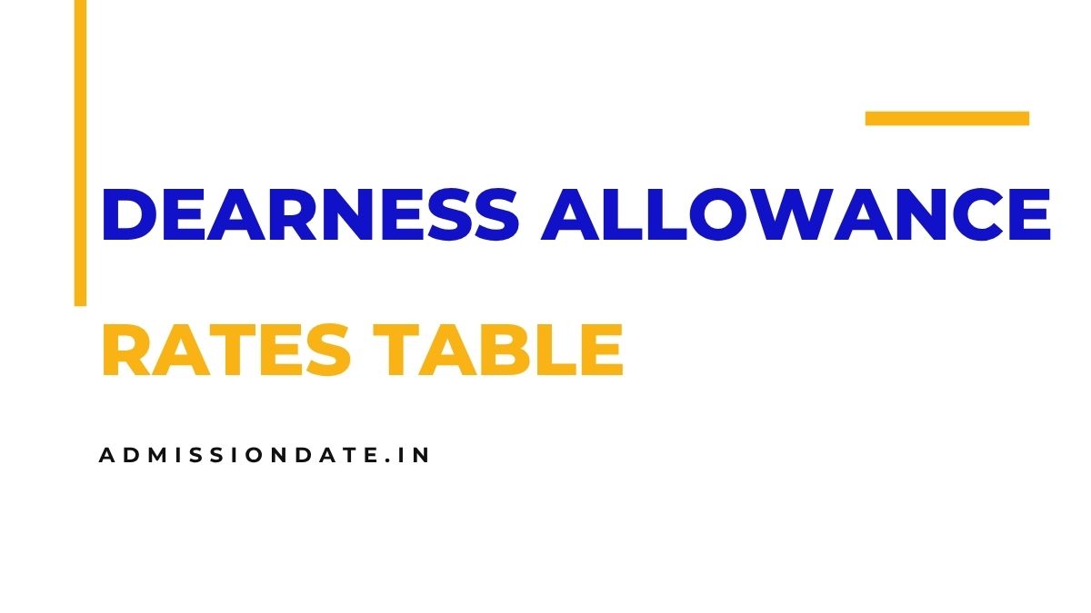 Dearness Allowance Rates Table